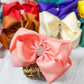 Texas Size Rhinestone Center Knot Hair Bows: Light Pink