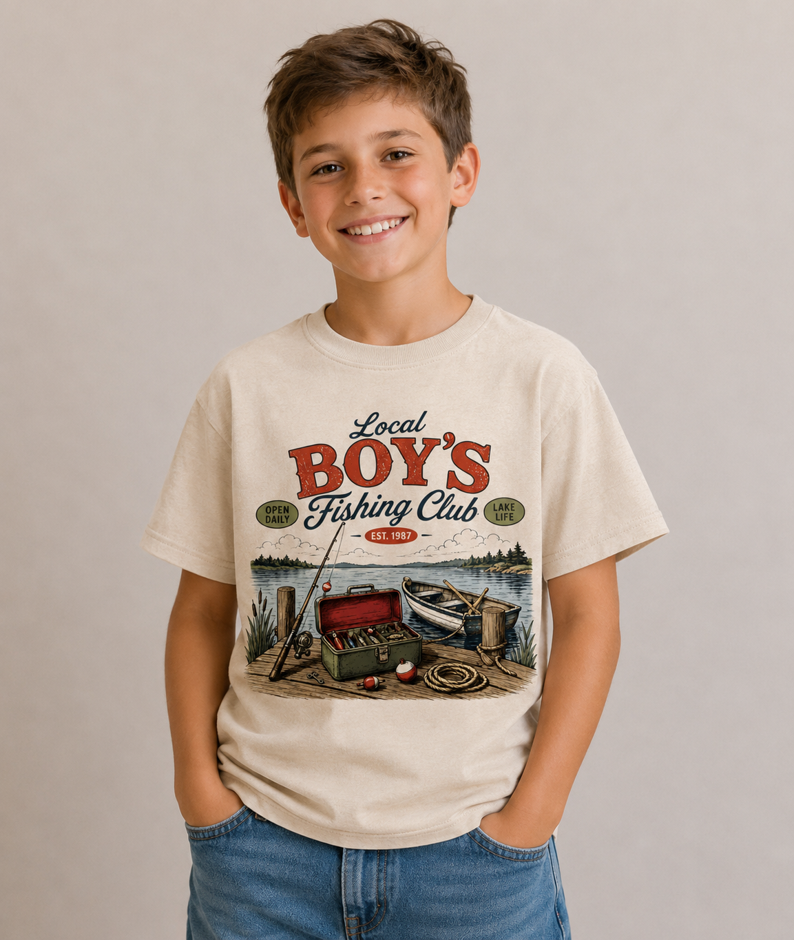 Local Boys Fishing Club Kids Graphic Tee