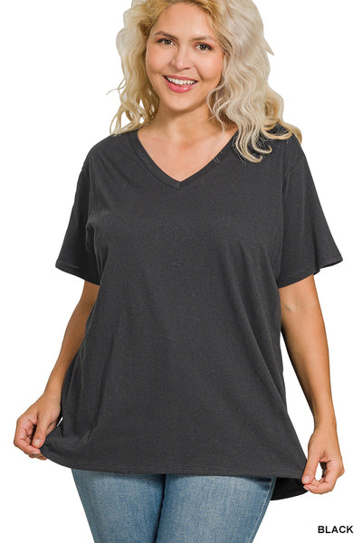 Black Plus Boyfriend V-Neck Tee