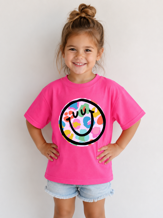Leopard Print Smile Kids Graphic Tee
