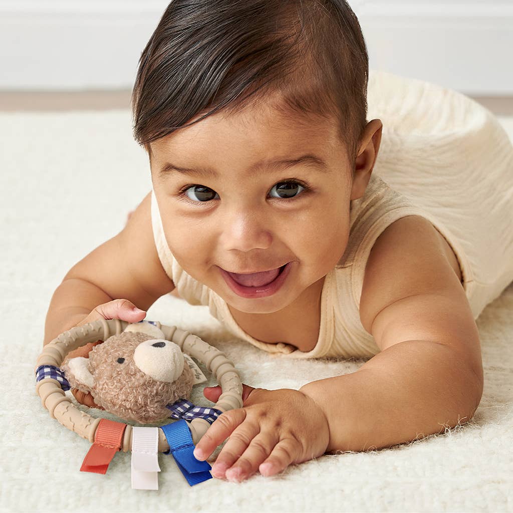 Bear Itzy Ring Pal™ - Teething Ring with Plush Character: Taupe Bear