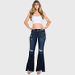 Petite Dark Washed Distressed Flare Jeans
