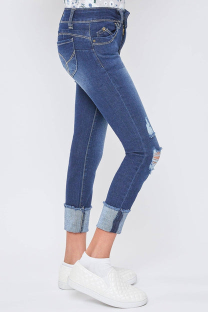 Girls Wannabettafit Mid-Rise Mega Cuff Skinny Jean