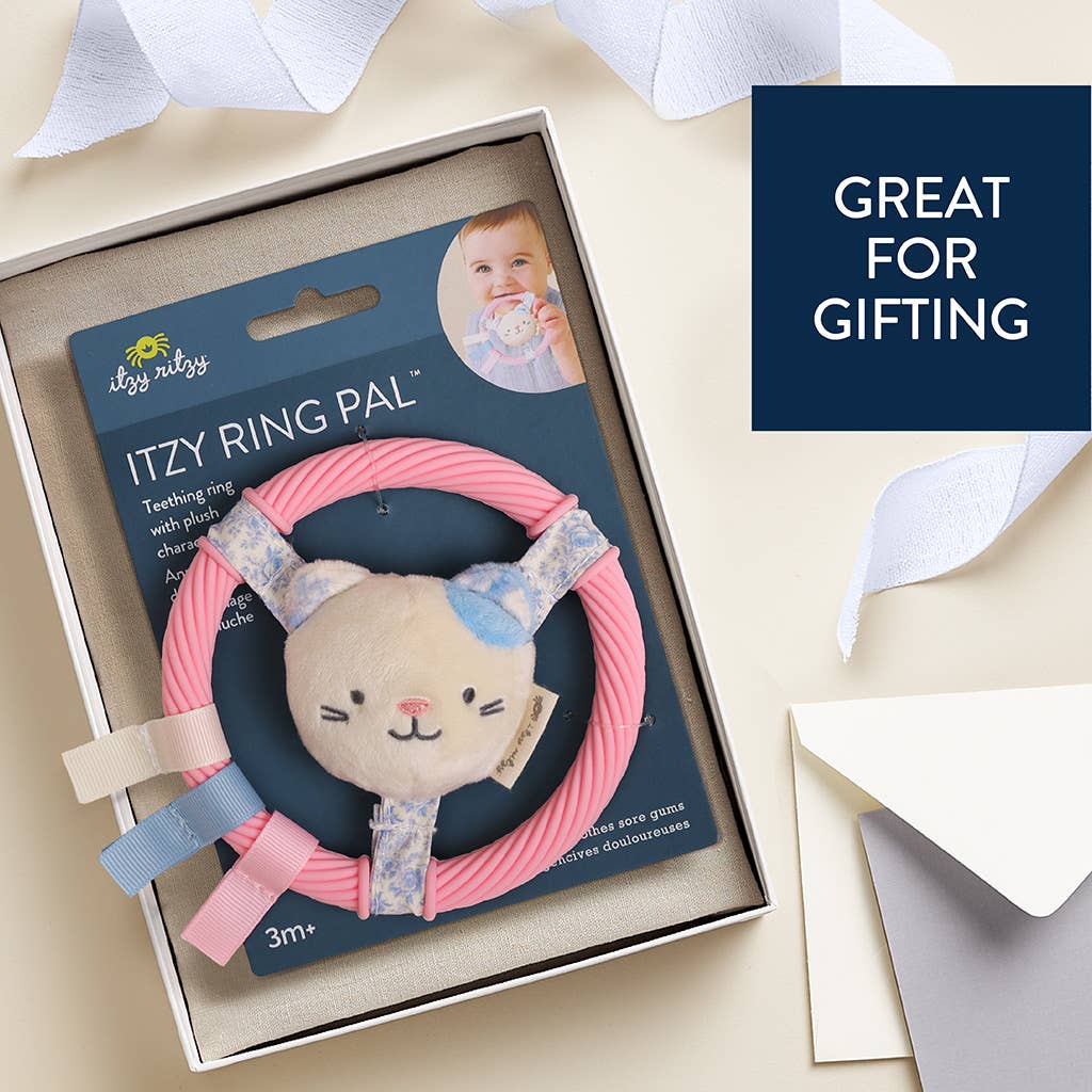 Kitty Itzy Ring Pal™ - Teething Ring with Plush Character: Pink Kitty