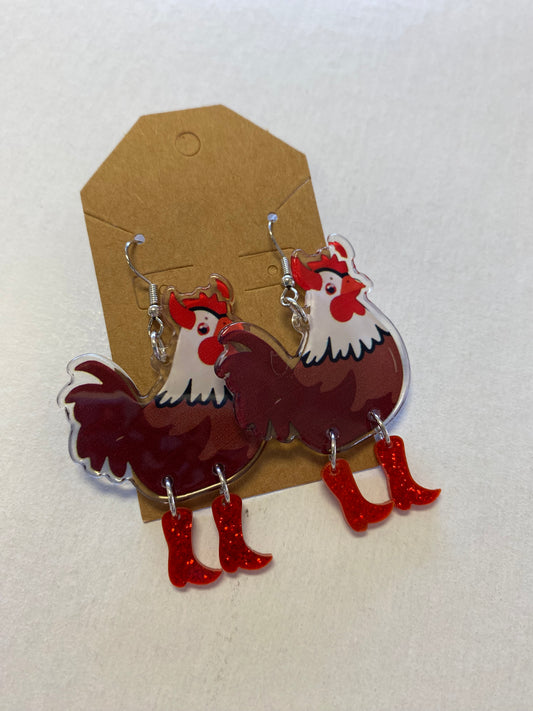 Devil Chicken dangle earrings