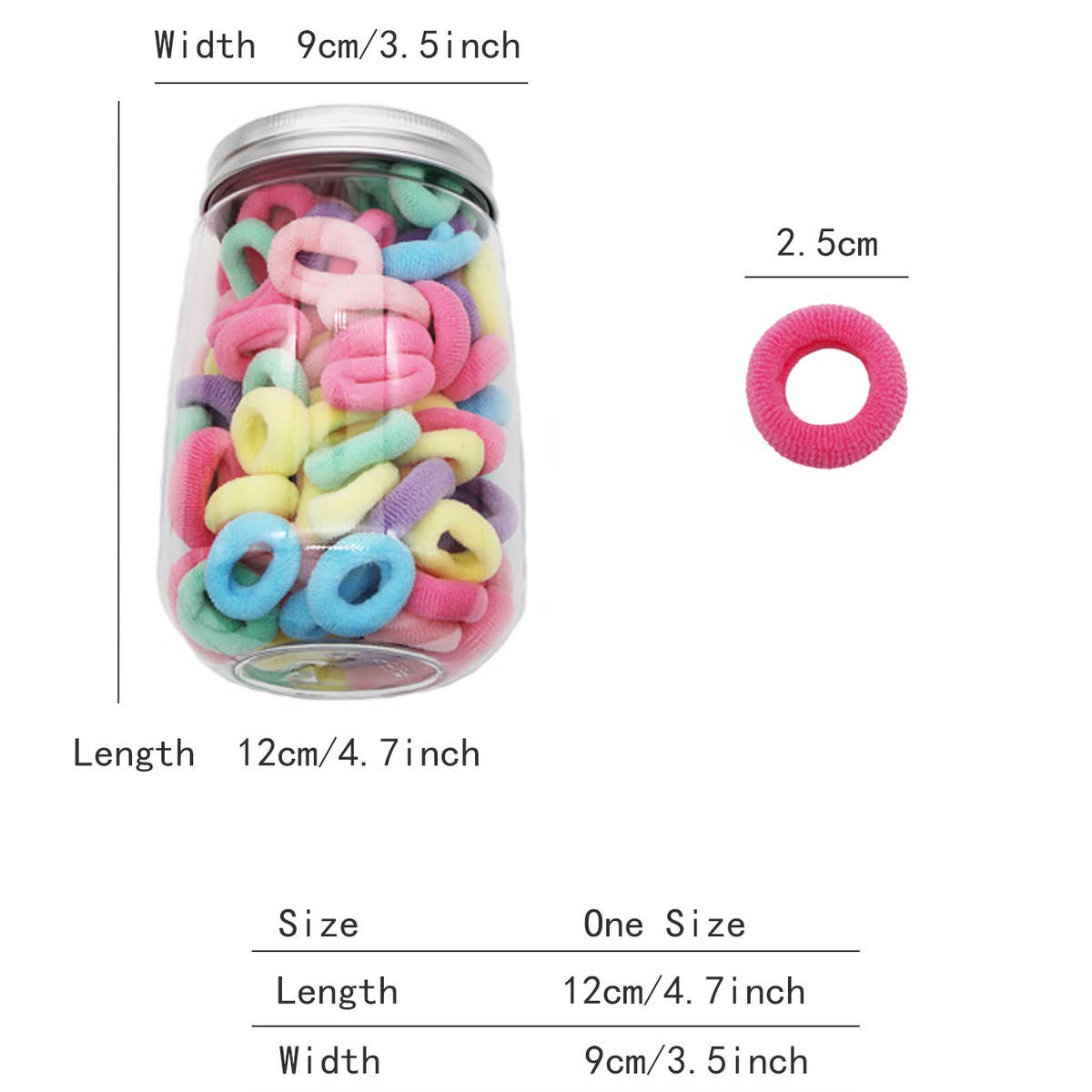 CHILDREN ELASTIC HAIR TIES 100 PC JAR