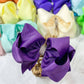 Texas Size Rhinestone Center Knot Hair Bows: Coral