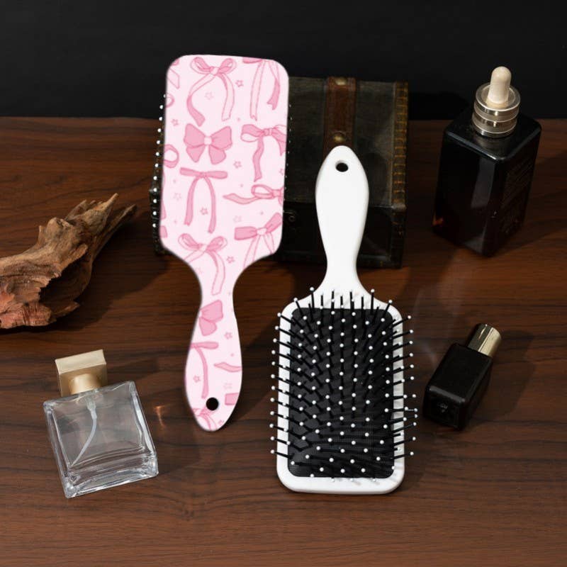 PINK WITH BOWS LARGE DETANGLE PADDLE HAIR BRUSH COMB