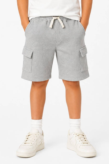 Boys' Grey Soft Waffle Knit Cargo Short