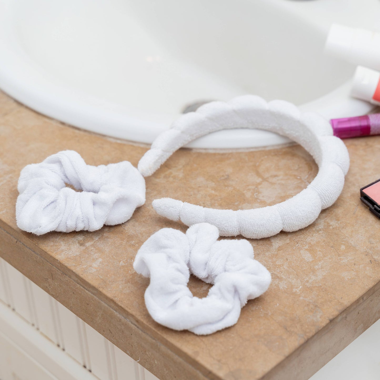 Puffy Terry Cloth Padded Spa Headband with Scrunchies - Multiple Colors