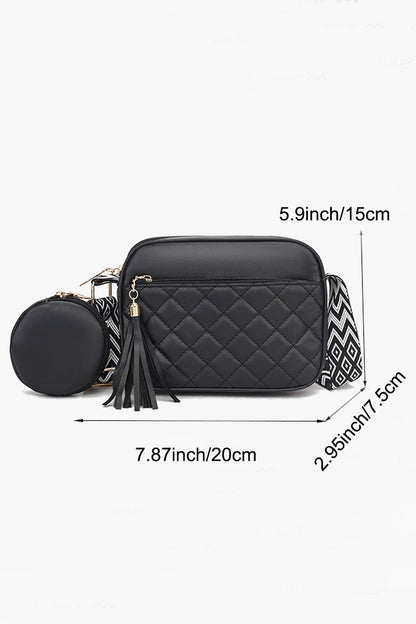 Diamond quilted crossbody bag duo coin purse
