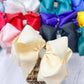 Texas Size Rhinestone Center Knot Hair Bows: Neon Green