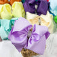 Texas Size Rhinestone Center Knot Hair Bows: Coral