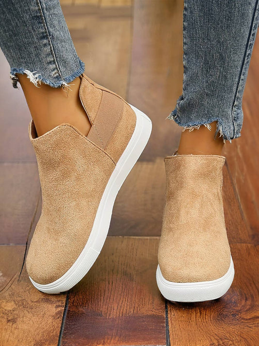 High Top Slip-on Casual Sneakers: Camel
