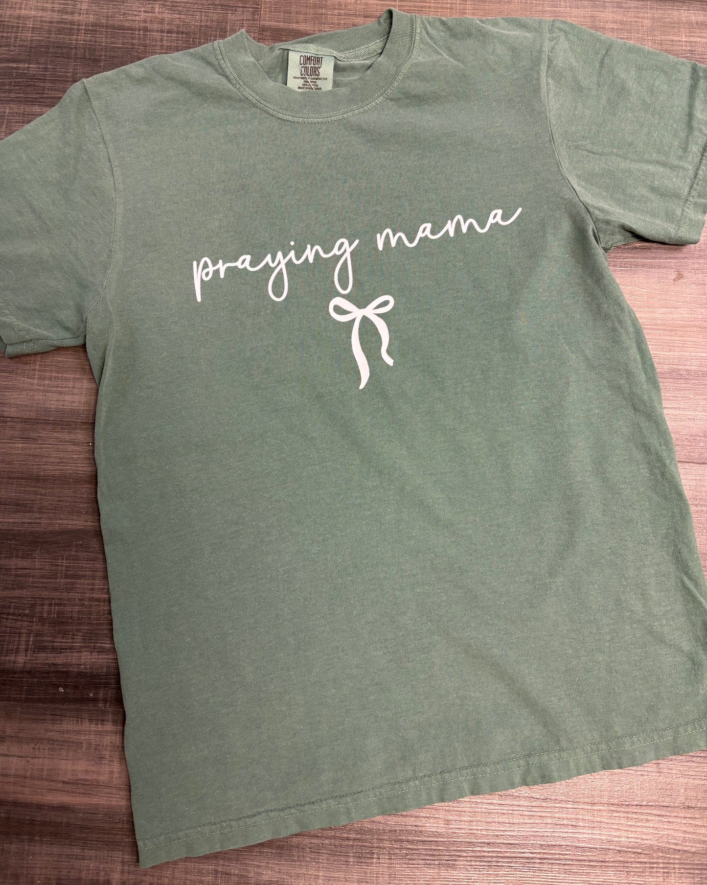 Praying Mama LT Green Graphic Tee