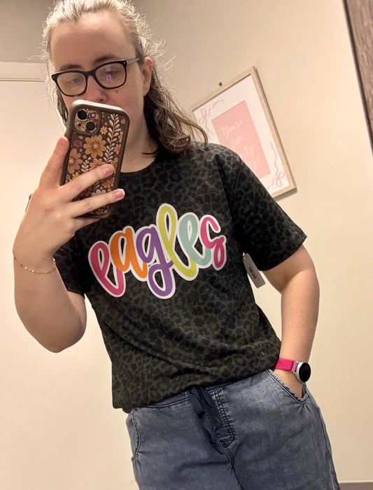 Bright Eagles Black Leopard Graphic Tee