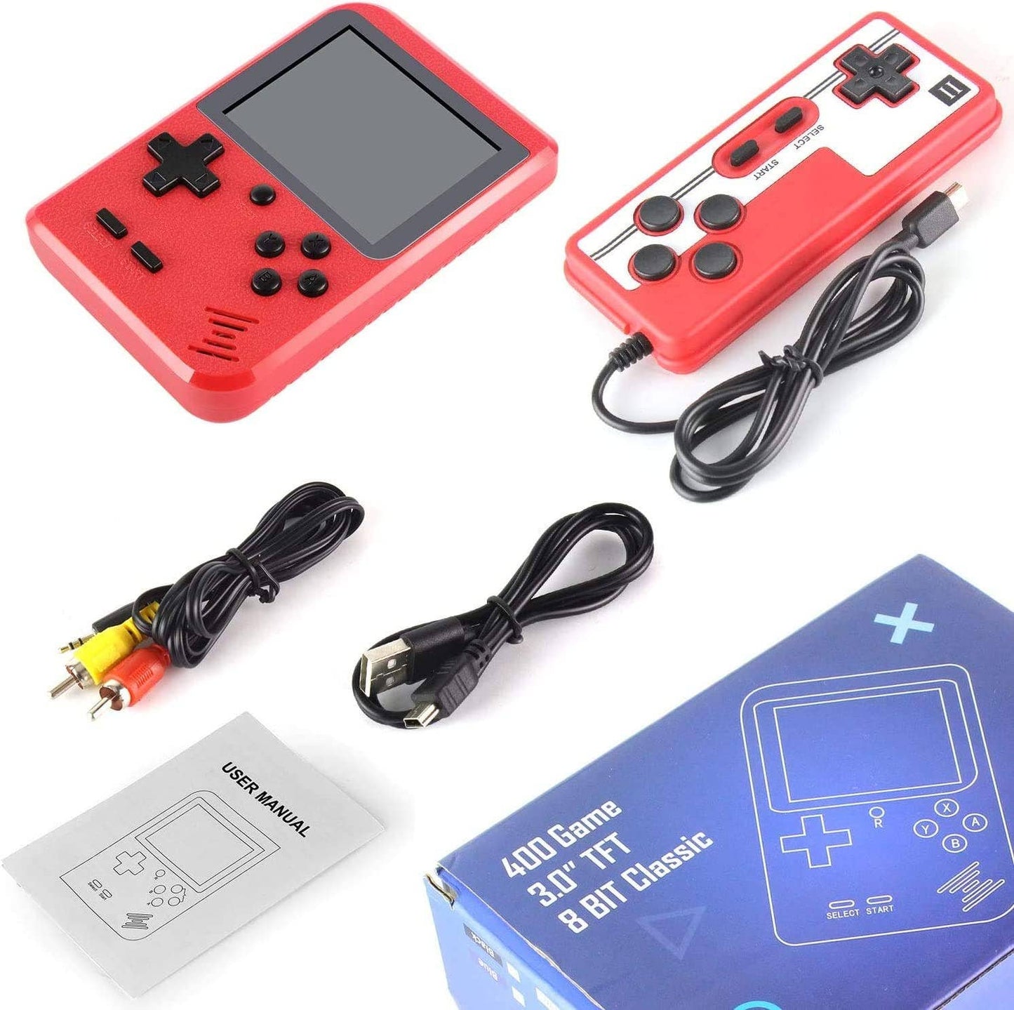 Retro Game 400 Built-in Games Portable Game For Gifts Kids: Black