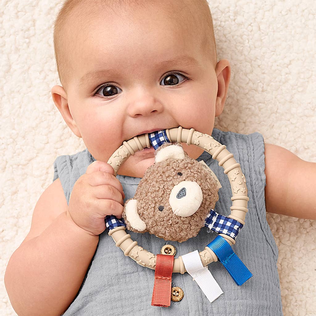 Bear Itzy Ring Pal™ - Teething Ring with Plush Character: Taupe Bear