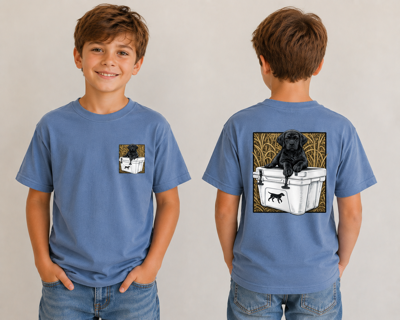 Black Lab on Cooler Kids Graphic Tee