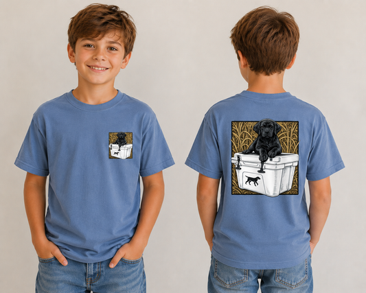 Black Lab on Cooler Kids Graphic Tee