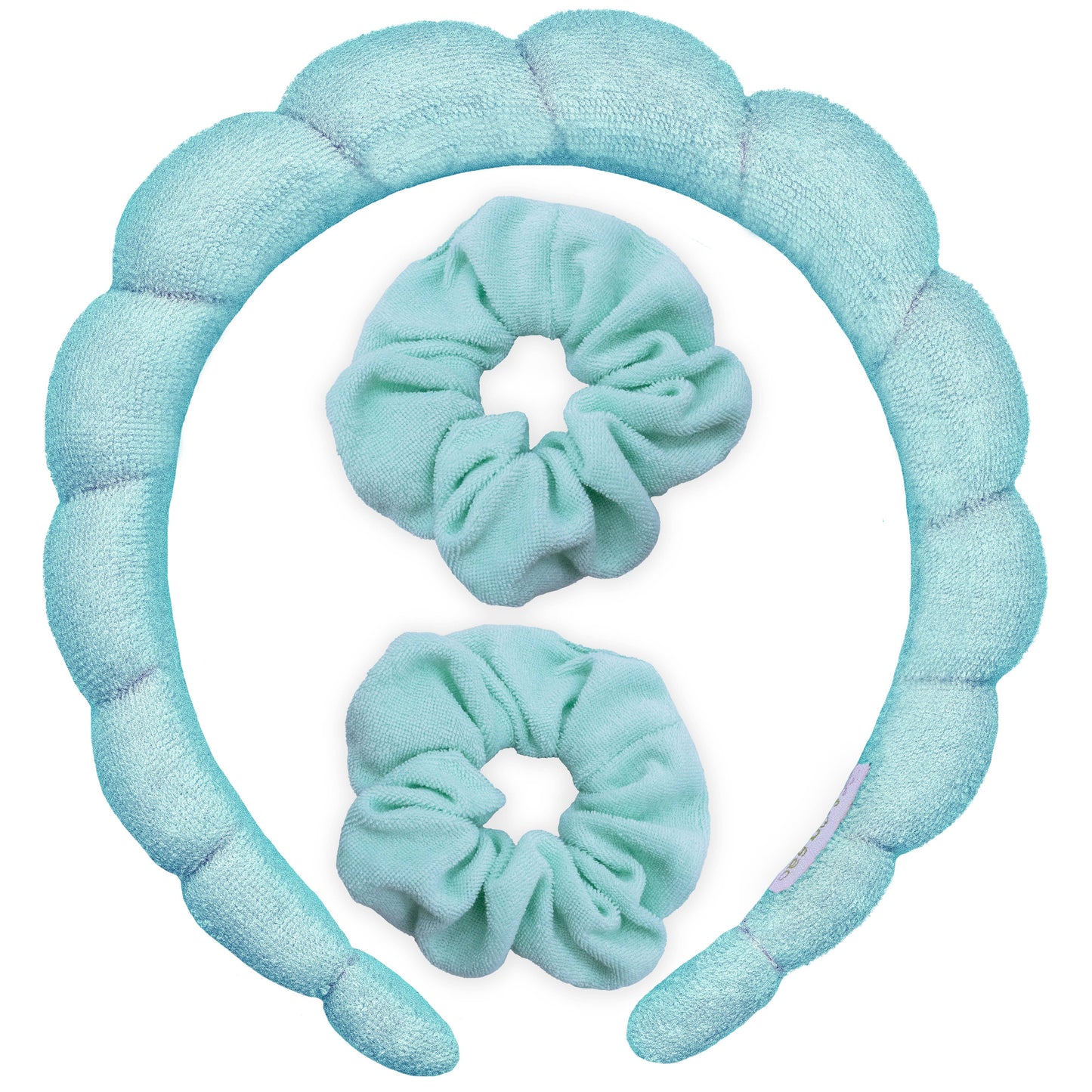 Puffy Terry Cloth Padded Spa Headband with Scrunchies - Multiple Colors