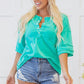 Mint Green Half Sleeve Button Henley Tee