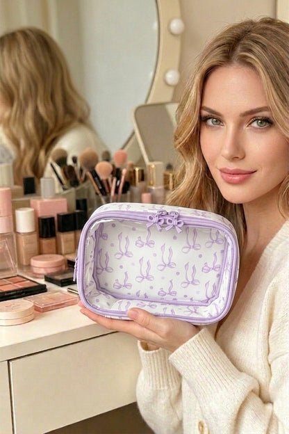 Coquette bow transparent cosmetic bag