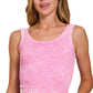 Candy Pink Stone Washed Ribbed Bra Tank