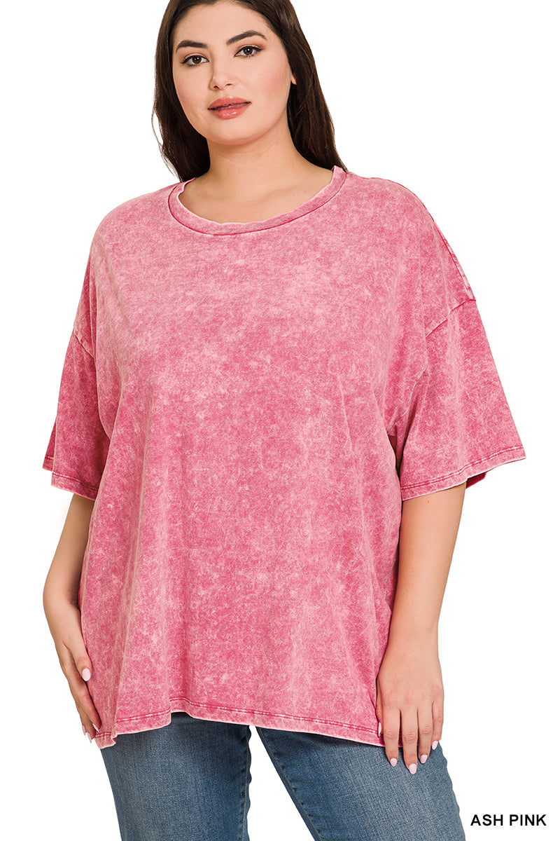 Ash Pink Plus Acid Wash Boyfriend Tee