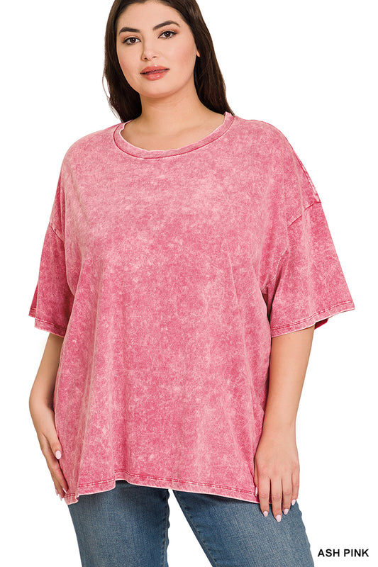 Ash Pink Plus Acid Wash Boyfriend Tee