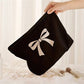 TRAVEL CHECKER BOW COSMETIC MAKEUP POUCH BAG | 40P551: Pink