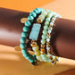 PEACH DRUZY WOOD NATURAL BEAD 4 ROW STRETCH BRACELET SET