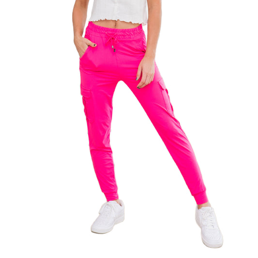 Pink Ultra Soft Joggers w/ Cargo Pocket