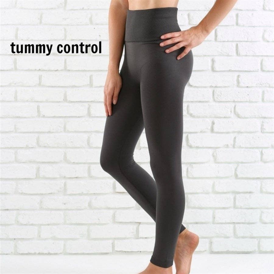 Navy Blue Tummy Control Fleece Lined Leggings One Size & Curvy