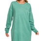 Green Oversized Pigment Dyed Long Sleeve Dress