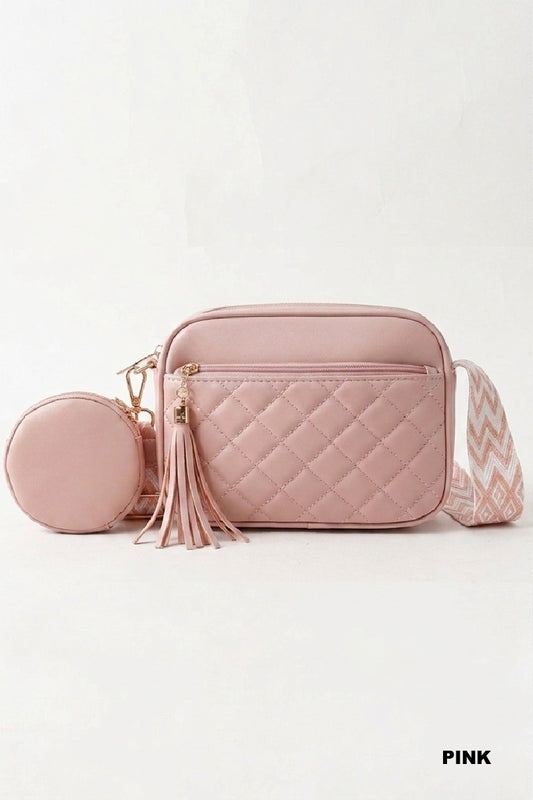 Diamond quilted crossbody bag duo coin purse