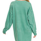 Green Oversized Pigment Dyed Long Sleeve Dress