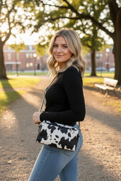 Cow Print crossbody camera bag