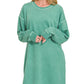 Green Oversized Pigment Dyed Long Sleeve Dress