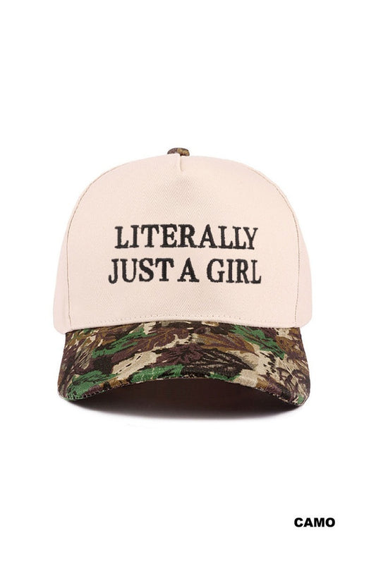 Literally Just a Girl Camo Print Trucker Hat