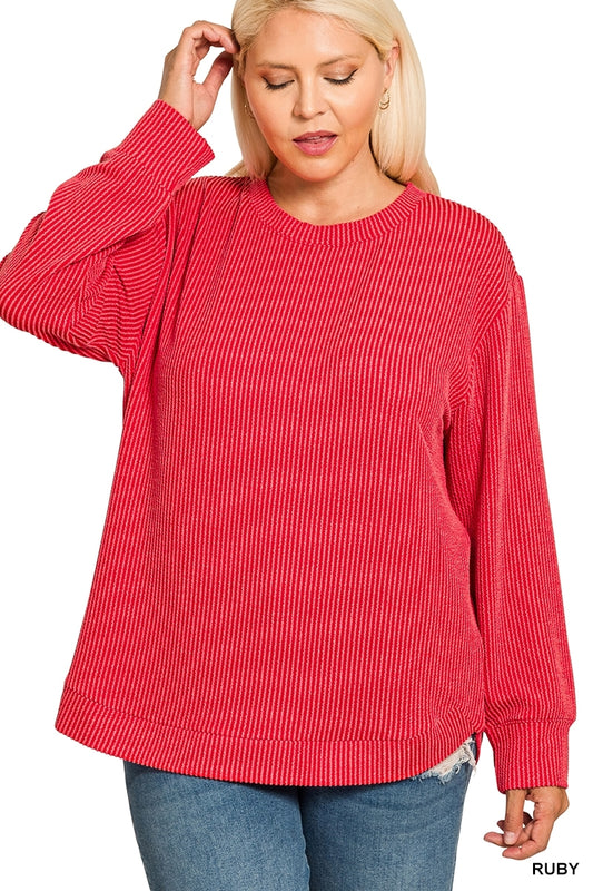 Ruby Raised Ribbed Long Sleeve Top