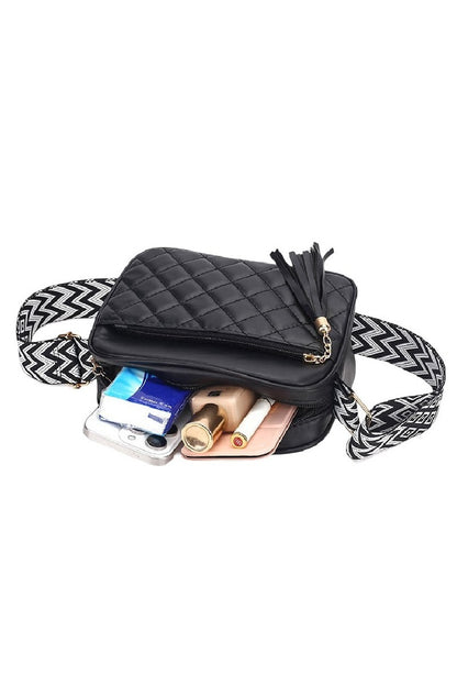 Diamond quilted crossbody bag duo coin purse