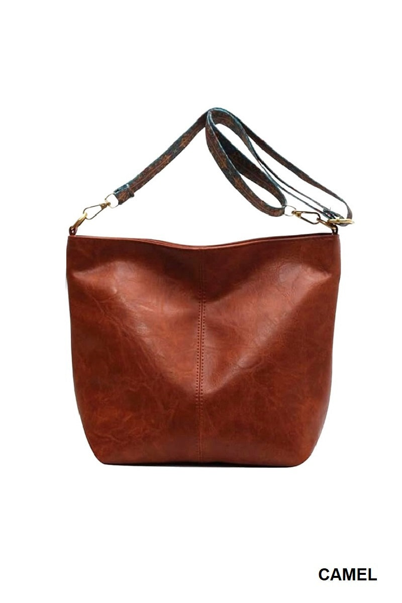 Camel Brown hobo Style Crossbody Bag Purse