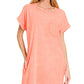 Coral premium cotton acid washed t-shirts dress