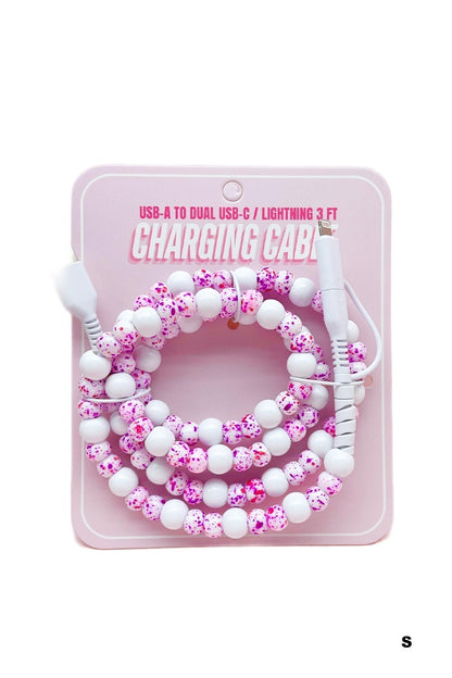Beaded dual usb fast charging cable