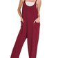 Maroon Spaghetti Strap Jumpsuit Romper