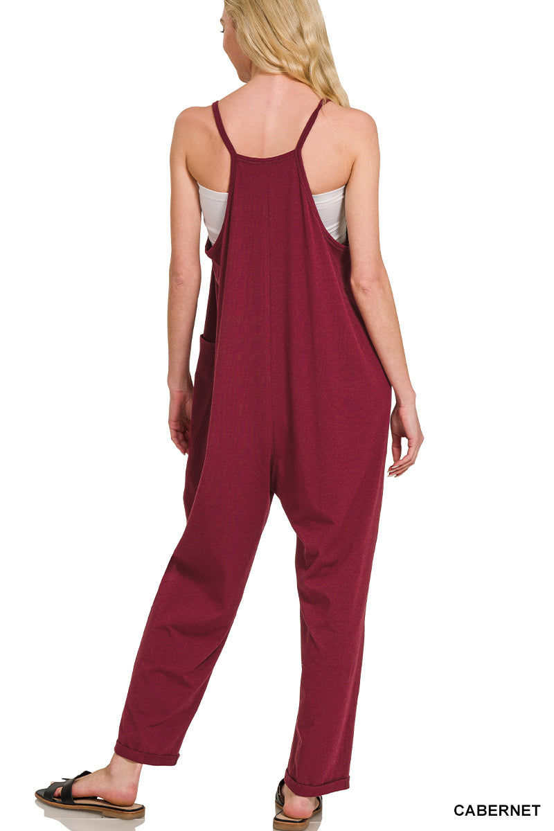Maroon Spaghetti Strap Jumpsuit Romper