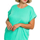 PLUS Mint Green Cotton/Modal Slub Rolled Sleeve Tee