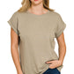 Mushroom Cotton/Modal Slub Rolled Sleeve Tee