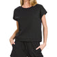 Black Cotton Short Sleeve Top & Shorts Set